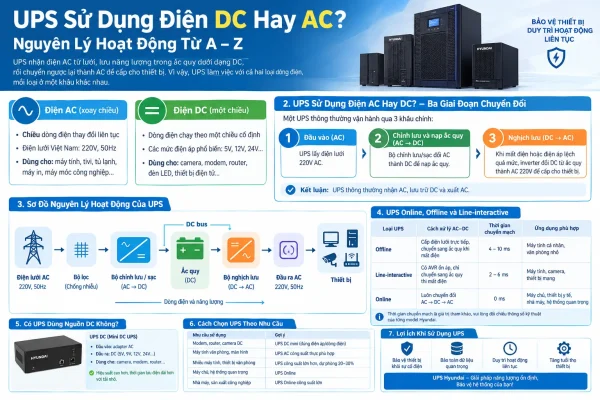 Bộ lưu điện UPS sử dụng điện DC hay AC